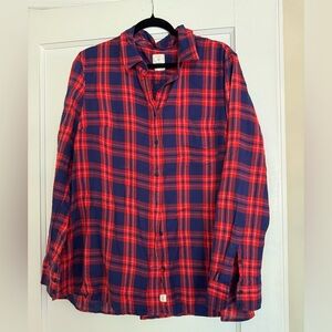 Red check button down gap